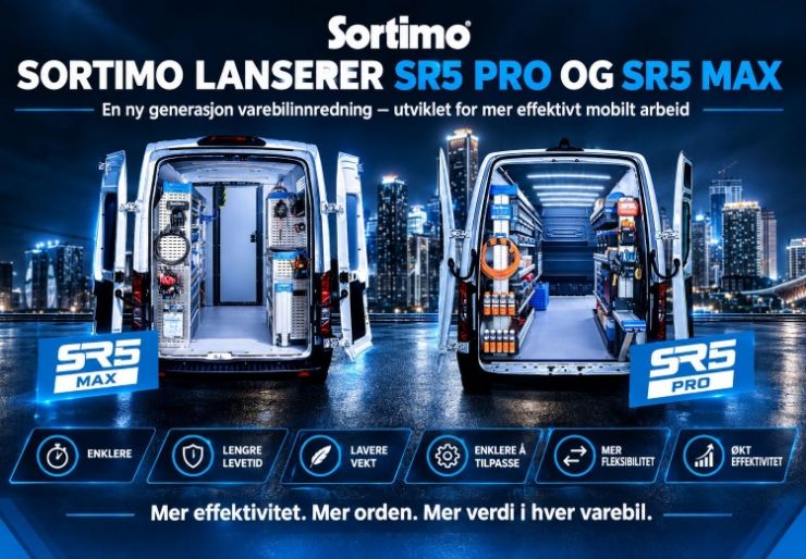 Sortimo lanserer SR5 Pro og SR5 Max Sortimo oppgraderer to av sine etablerte systemer for varebilinnredning. SR5 blir SR5 Pro, mens Globelyst4 videreføres som SR5 Max. Den nye produktfamilien skal gi lavere vekt, bedre plassutnyttelse og større fleksibilitet