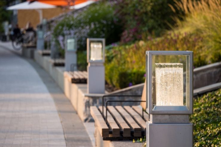 Norsk Lysprise 2020 nominerte Sandvika-lykta for Sandvika Elvepromenade