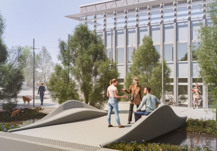 Statsbygg tar nå 3D-printing av betong ut av forskningsmiljøene og inn i et faktisk byggeprosjekt.  Ved NTNU Campussamling i Trondheim skal en gangbro, en trapp og tre lyktestolpefundamenter produseres med 3D-printing, for å teste hvordan teknologien fung