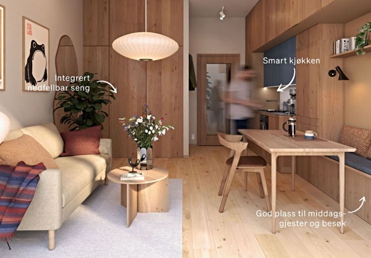 LINK utforsker boliger med mer deling LINK Arkitektur utforsker boligkonseptet Bù – bo lite, lev stort. Ideen er kompakte private boliger kombinert med fellesfunksjoner som gjesterom, verksted, treningsrom og selskapslokale.