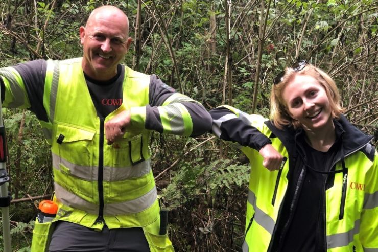 Espen Håkonsen (tilrettelegger grunnboring i COWI) og Ingeborg Onstein (geotekniker i COWI)
